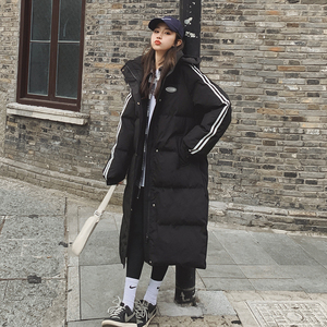 双拉链可拆卸帽黑色棉衣棉服女中长款加厚2023年年新款冬季面包服