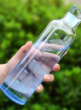 零极限蓝色玻璃杯清理工具小红书时间刻度高颜值大容量水杯耐高温