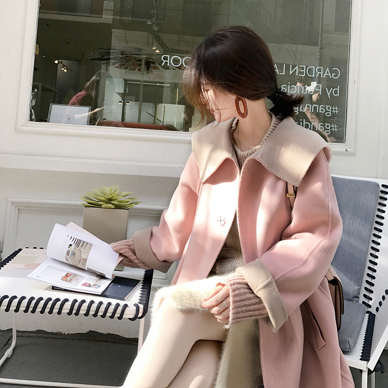 反季清仓2019年流行冬装新款娃娃领双面呢子大衣女中长款毛呢外套|msdalam kategori Butik wanita / wanita, bulu kot - dari Buy2taobao.com untuk memberikan perkhidmatan ejen Taobao profesional membeli