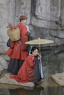 风采池（火龙吟）原创汉服交领对襟齐腰齐胸襦裙春秋装闺蜜cp情侣