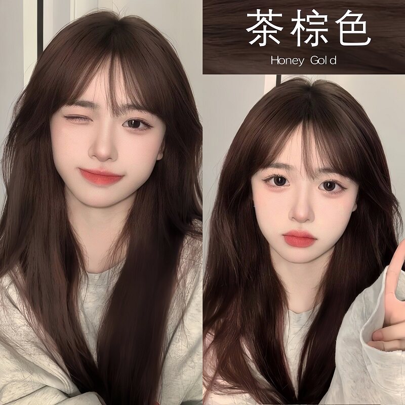 冷茶棕色染发膏自己在家染发剂泡泡沫天然无刺激植物正品品牌女纯