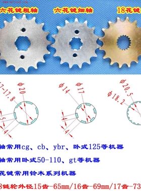 摩托车CG CB CBT CM YBR SRZ gsx  gz en3c 3f改装16/17齿小链轮