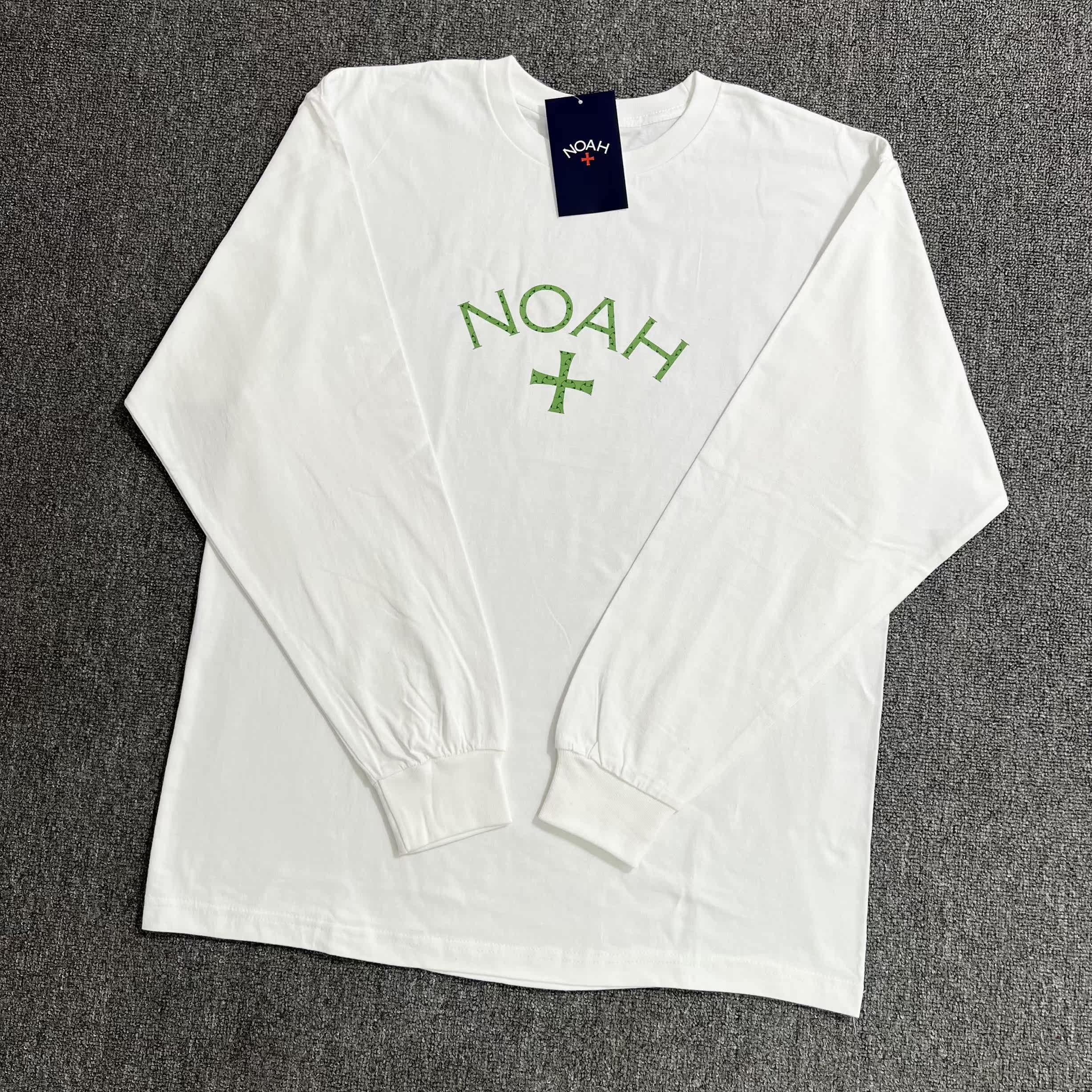 noah nyc core豆沙绿限定十字架logo宽松全棉男士休闲简约长袖t恤