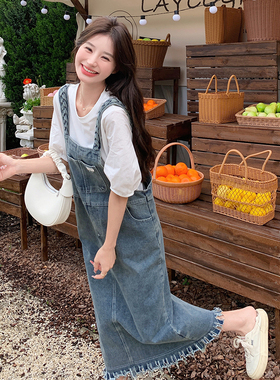 现货2026夏装牛仔背带裙女两件套小个子套裙2C057-A95-P150-K218
