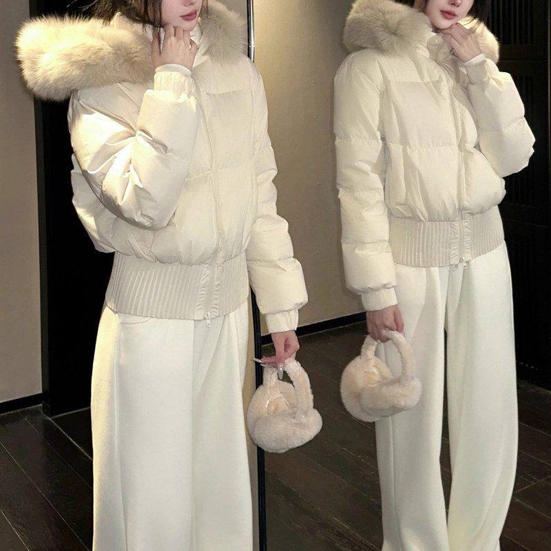 现货 收腰小暖包|好比例 连帽毛领90白鸭绒收腰短款立领羽绒服女