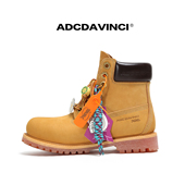 ADCDAVINCI拉丝大黄靴 欧阳娣娣同款 ADC达芬奇 头层牛皮户外靴子