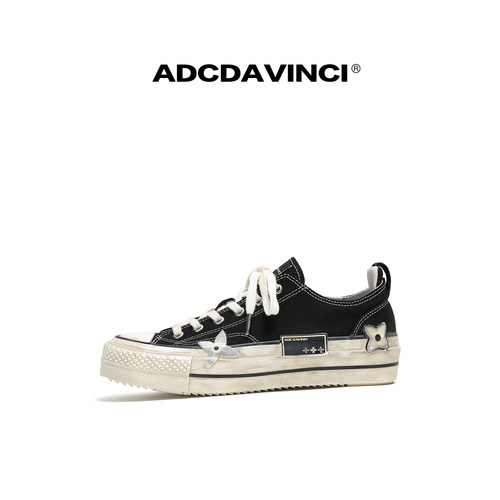 孙千 张予曦同款 ADCDAVINCI 小枕头脏脏星增高5CM厚底做旧帆布鞋
