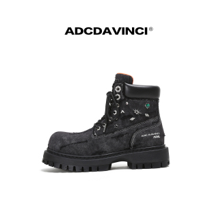 孙天宇同款  ADCDAVINCI 半岛铁盒 厚底洗水马丁靴 +送内增高鞋垫