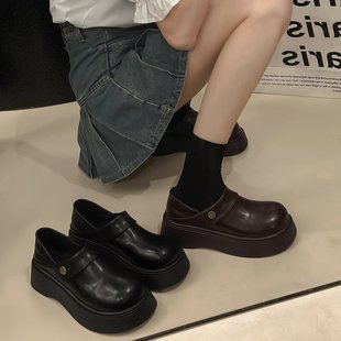 新款 通勤铆钉2025年秋季 2025秋季 橡胶乐福鞋 中跟
