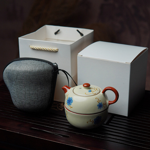 一壶一杯单人户外泡茶 景盛堂旅行功夫茶具汝窑茶壶茶杯简约便携式