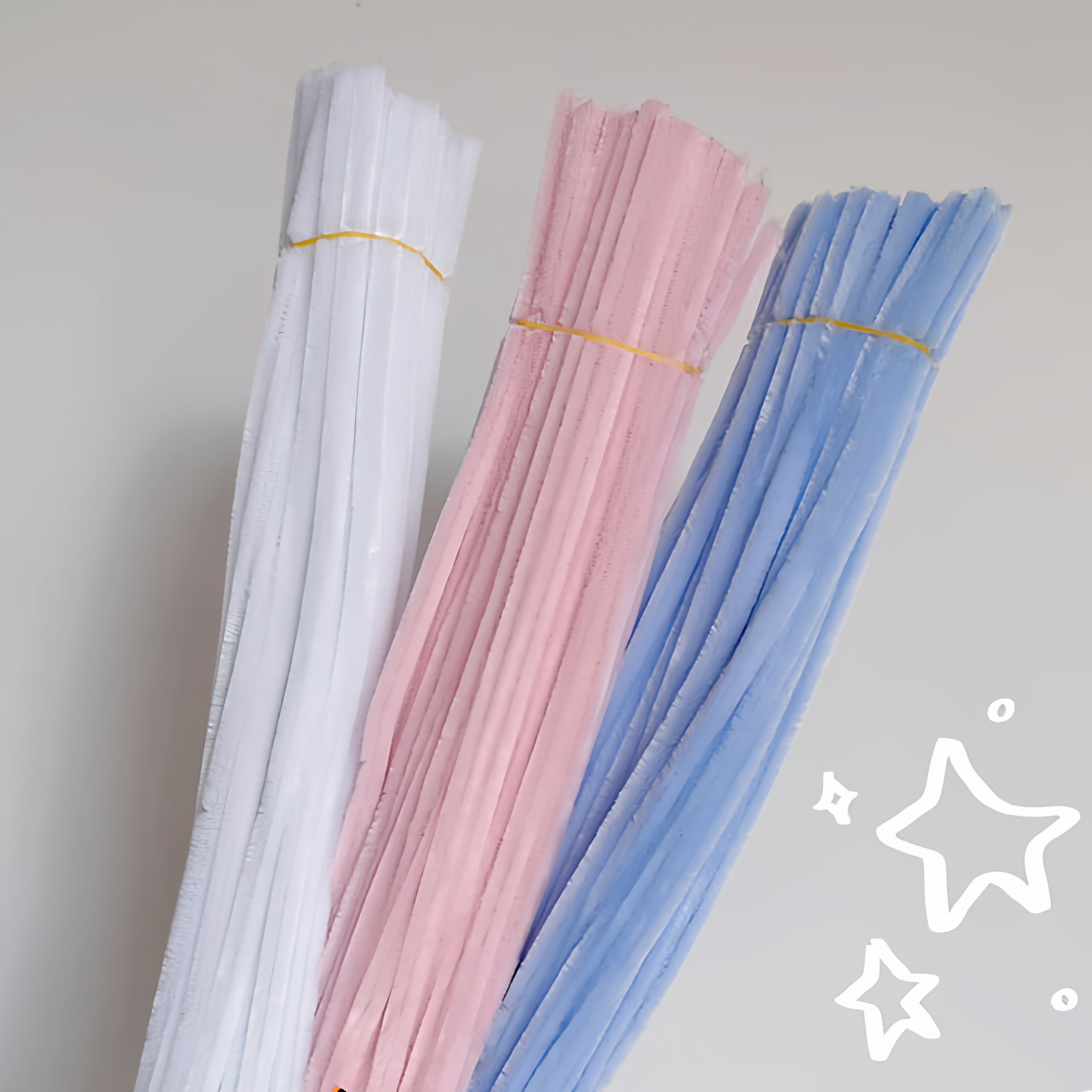 浅粉佰宁扭扭棒手工diy花束材料马卡龙天蓝特密妞妞棒白加绒毛条