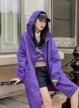1400389哥家专柜正品秋冬新款连帽中长款宽松通勤女外套风衣大衣