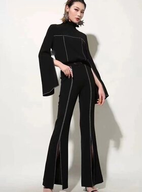 1100168哥时尚裤子黑色裤女西装
