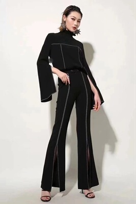 1100168哥时尚裤子黑色裤女西装