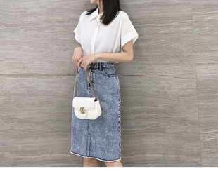5200290阿家牛仔包裙女裙新款女裙白色裙半身连衣裙长裙百褶裙