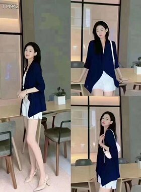 1400355哥显瘦春夏外套醋纤面料女套装夏装夏季女套装