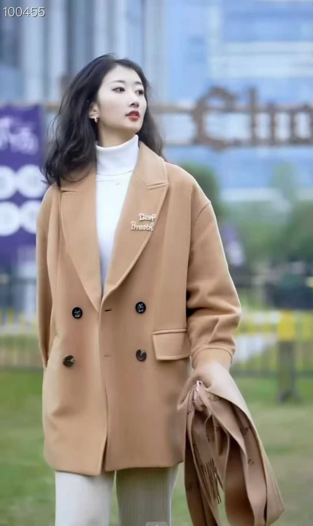 1400625哥家专柜正品2025新款时尚百搭显瘦宽松羊毛毛呢加棉外套