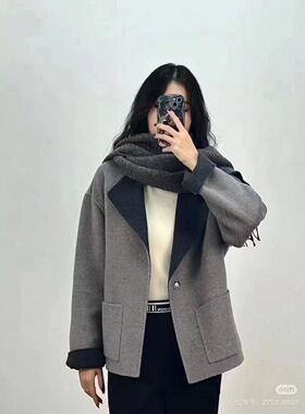 5400778专柜正品2026新款时尚百搭简约小香显瘦双面羊毛大衣