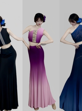 傣族舞蹈服装演出服儿童女女童艺考练习裙修身练功裙表演服鱼尾裙