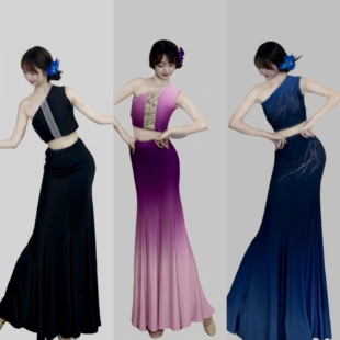 傣族舞蹈服装 练功裙表演服鱼尾裙 演出服儿童女女童艺考练习裙修身