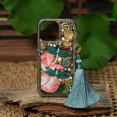 国风手作手机壳适配苹果iPhone华为刺绣流苏立体镶嵌 蜻投一荷