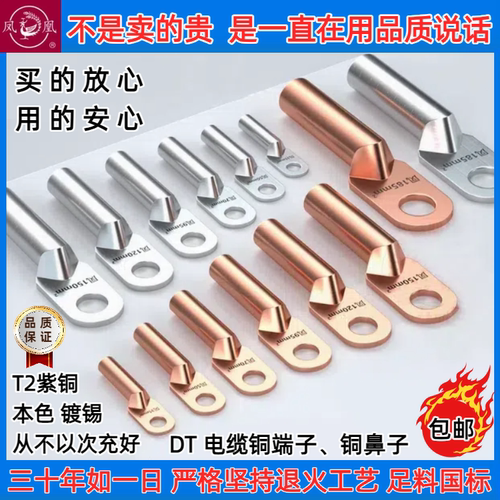 凤凰铜鼻子DT镀锡铜端子国标紫铜