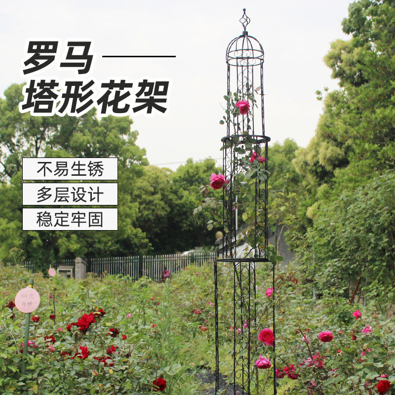 极速塔型花架庭院月季蔷薇铁艺爬藤架花柱花园铁线莲欧月地面花支