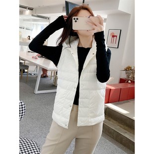 秋冬新款大衣伴侣内胆羽绒马甲女轻薄短款连帽内搭小坎肩外穿背心
