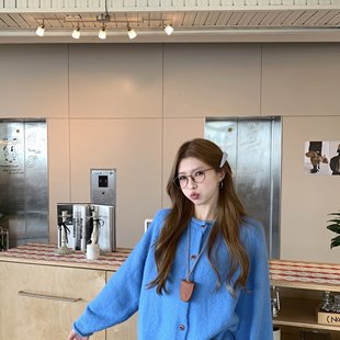 实拍有货 韩单原版 韩系设计感羊毛混纺软糯毛衣外套