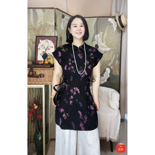 【大美红遍天】“葫芦在手 米米满满-黑底粉紫葫芦奥黛“香云纱