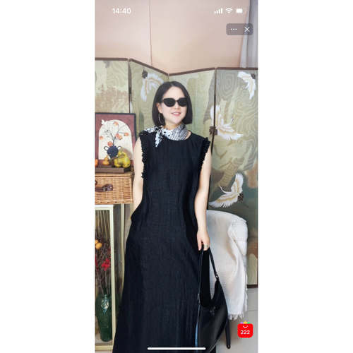 【大美红遍天】“极简无袖连衣裙-爆油黑龟”香云纱100%桑蚕丝！
