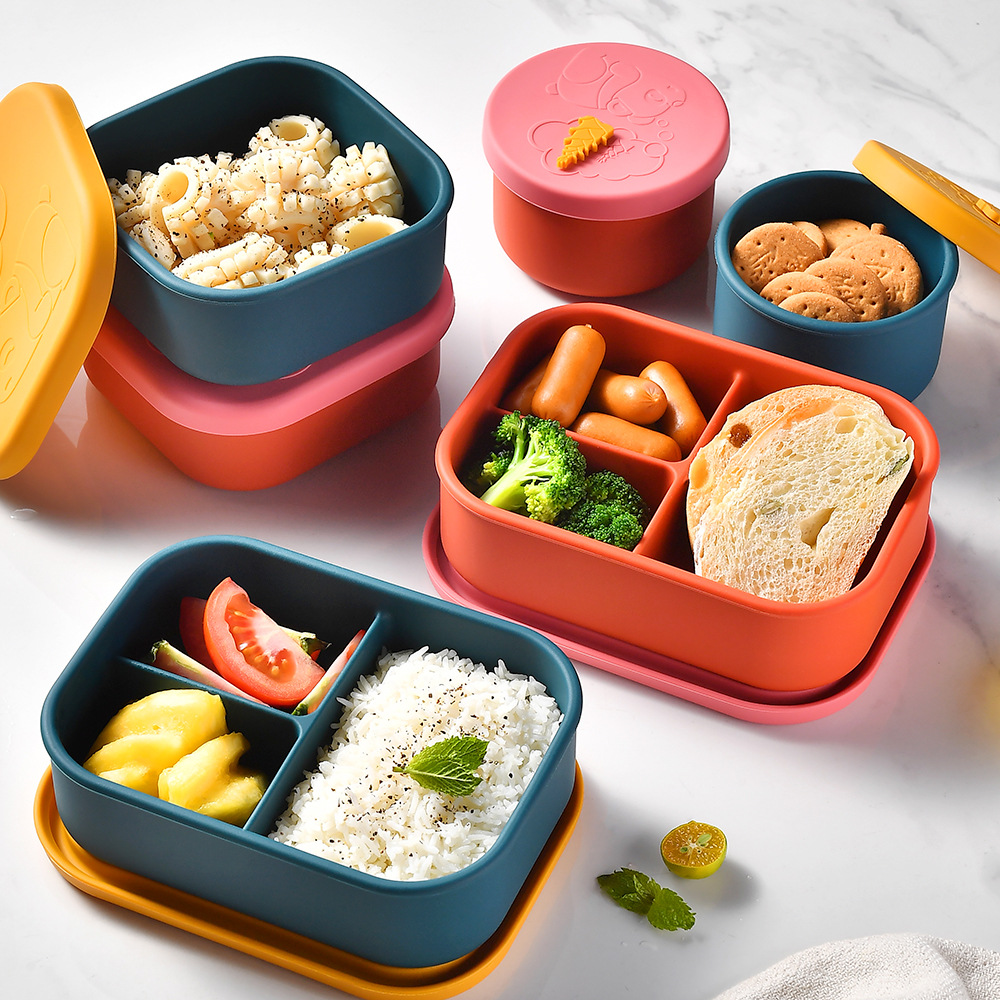 Portable silicone food box Fresh-keeping box for picnic Lunc