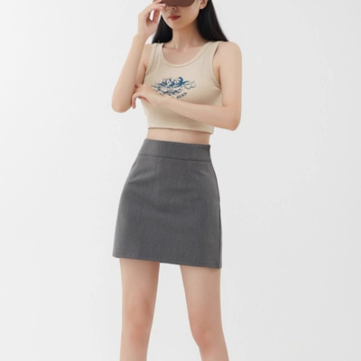 灰色高腰西装半身裙女2025秋季百