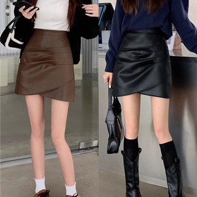 辣妹不规则褶皱a字裙女2025秋冬