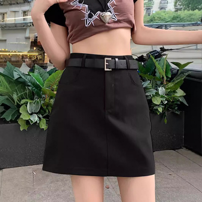 大码短裙灰色西装半身裙女夏季高