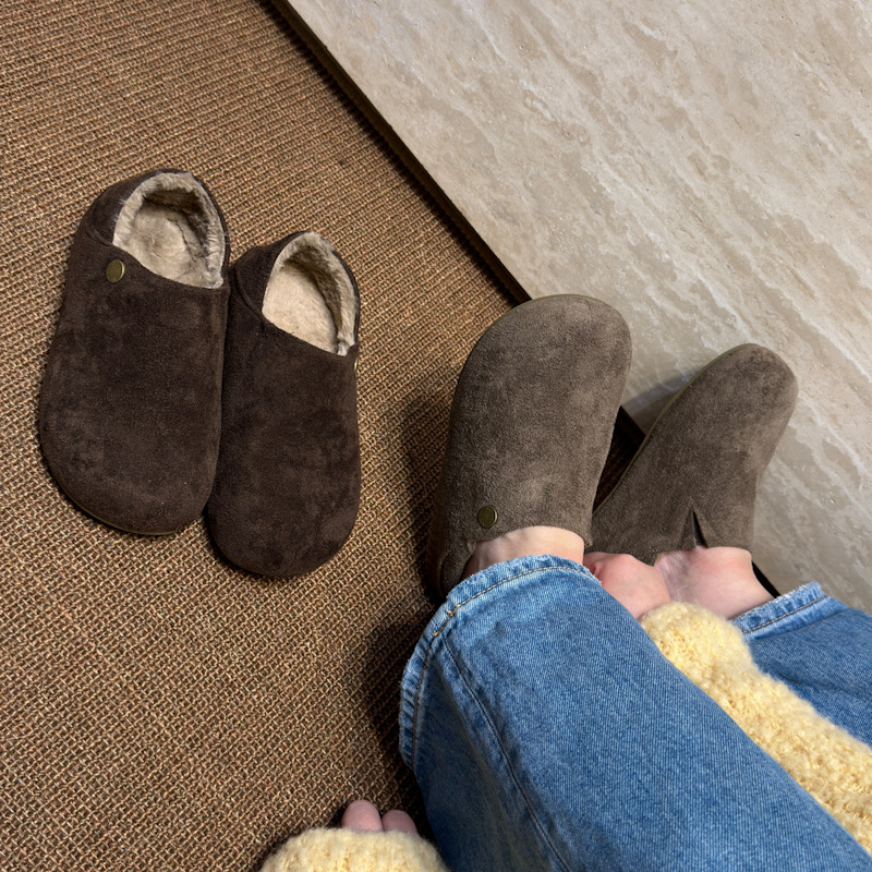 两穿加绒勃肯鞋女MG2025秋冬新品韩版圆头平底百搭舒适休闲复古潮