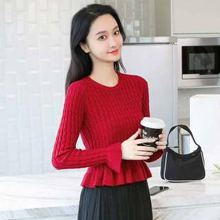 打底衫 修身 线衣 高腰毛衫 洋气小毛衣女秋冬内搭针织上衣2022年新款