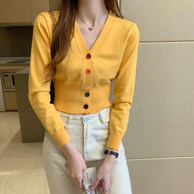 针织衫女秋季2024年新款韩版温柔风外搭开衫薄款毛衣长袖短款上衣