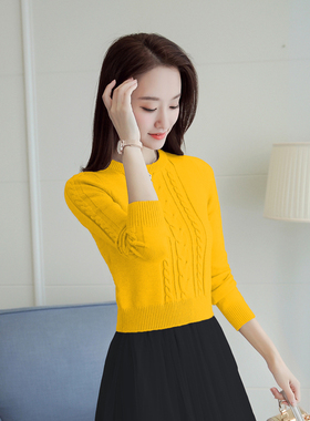 娇小矮个子150CM显高秋装2024年新款女155短款打底毛衣外穿针织衫