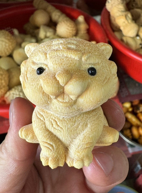 实心龙血金丝竹雕刻动物生肖老虎手把件文玩茶宠盘玩送礼收藏