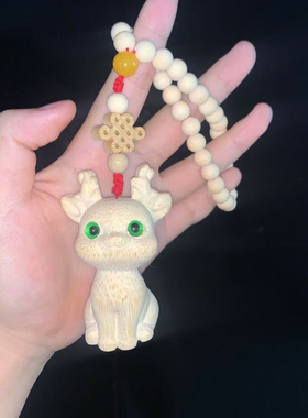 龙血竹实心雕刻一路平安小鹿纳福汽车挂件一路发招财梅花鹿手把件