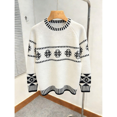 美式覆古撞色提花费尔岛针织衫男女cleanfit情侣毛衣慵懒风外套潮