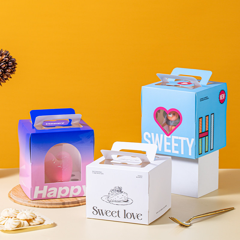 手提4寸蛋糕盒小清新开窗甜品打包纸盒一次性烘焙四寸西点盒加高,厨房/烹饪用具,点心包装盒/包装袋,淘宝优惠券,粉丝福利购,淘宝优惠卷