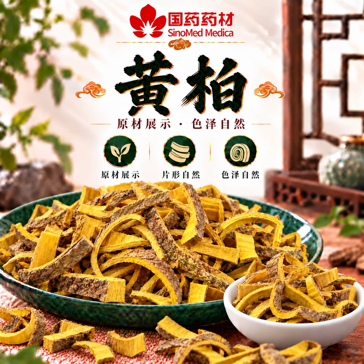 国药药材野生黄柏中药材川黄柏片苍术片泡茶水正品黄柏粉关黄柏