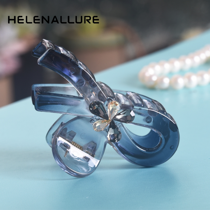 HELENALLURE 优雅蝴蝶结抓夹蓝色发饰发量少发夹气质发量少的抓夹