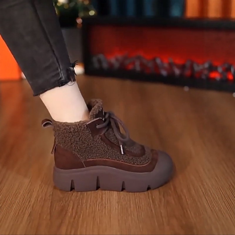 高品质加绒厚底雪地靴女保暖高帮