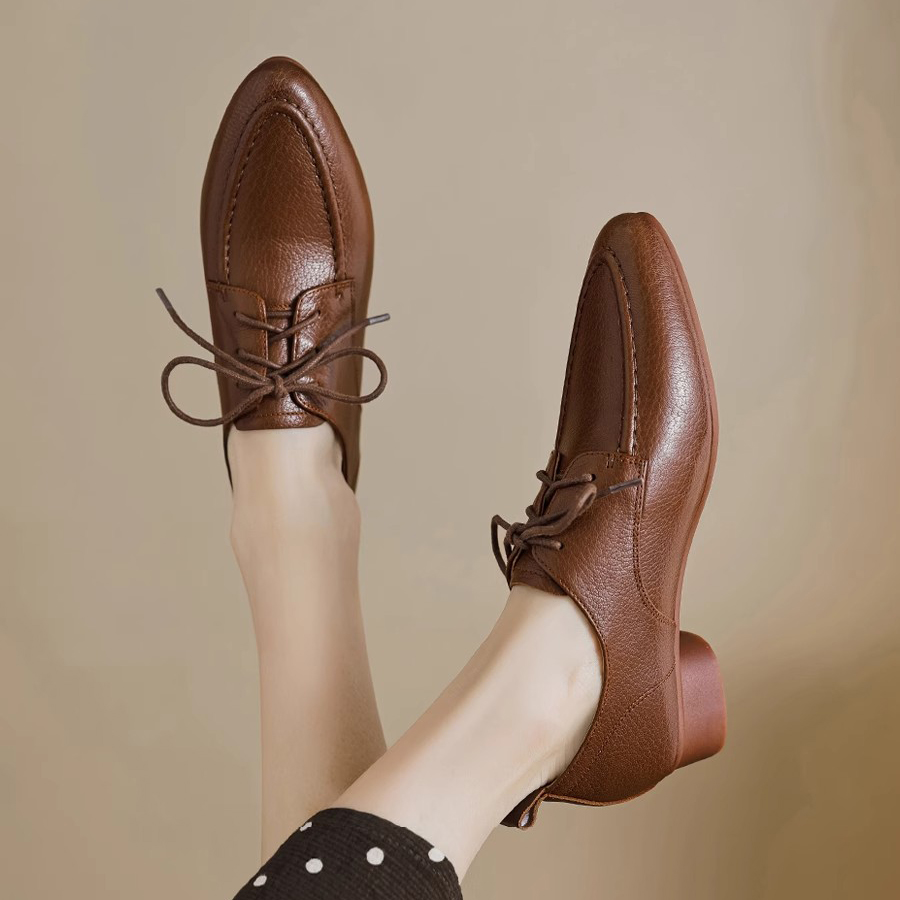 高品质-真皮深口单鞋女粗跟