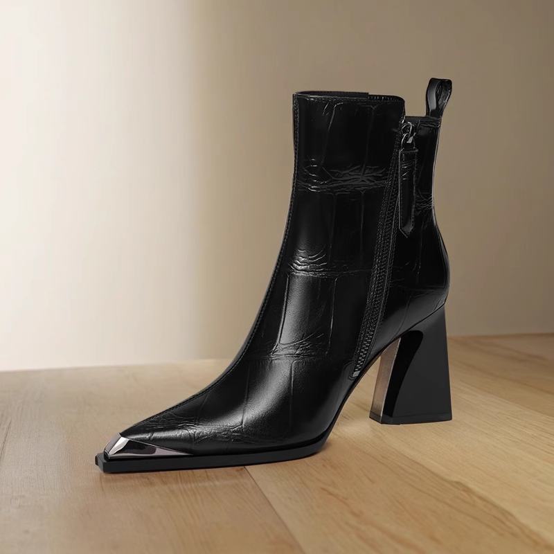 高品质-尖头粗跟单鞋女加绒