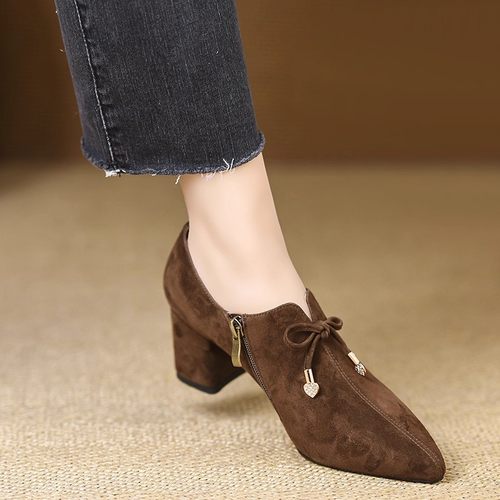 高品质-蝴蝶结尖头深口单鞋女