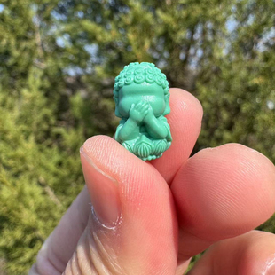 原矿高瓷绿松石精工细作小配饰无相宝宝佛不说文玩搭配